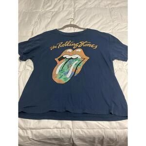 The Rolling Stones Orange Lip Tie Dye Band T-shirt In Navy Sz Medium